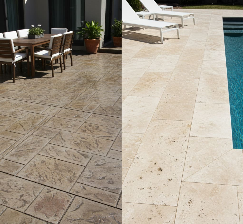 pasadena-pavers-vs-stamped-concrete-travertine-patio